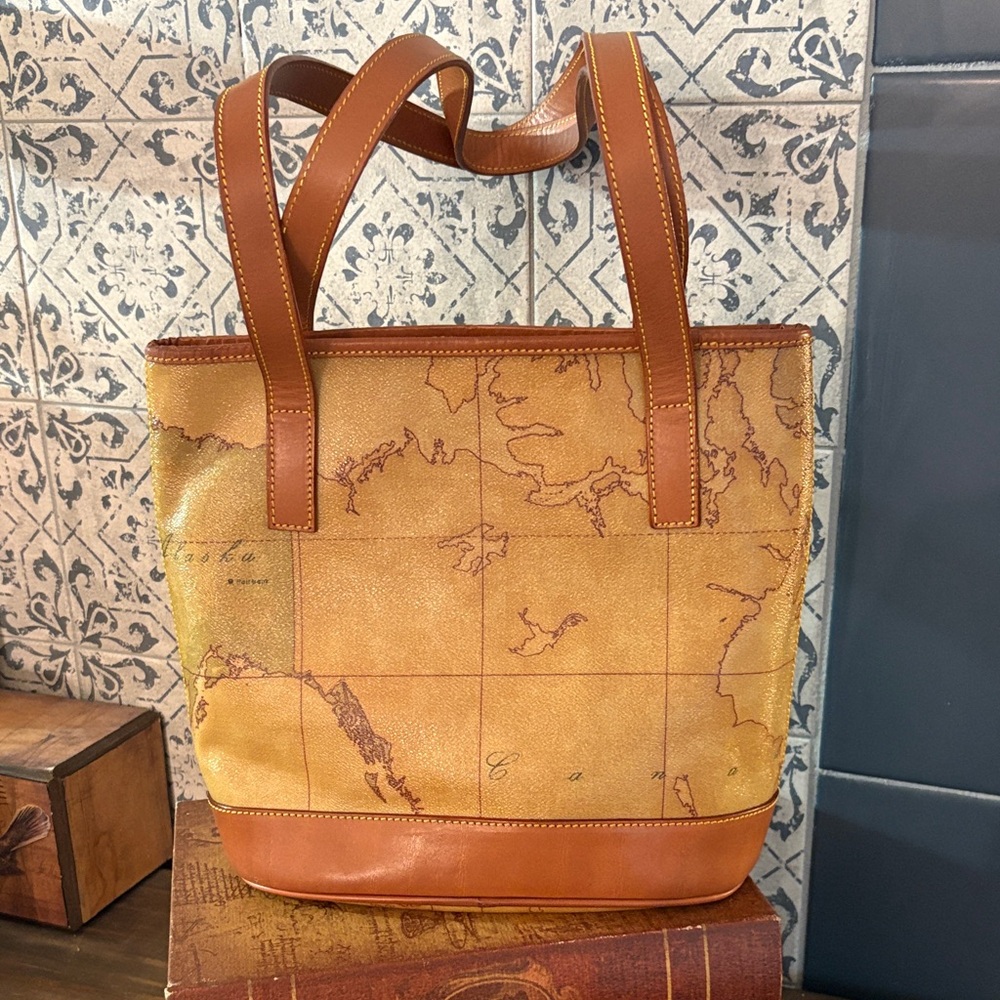 Alviero Martini Brown Map Print small tote - Picture 2 of 9